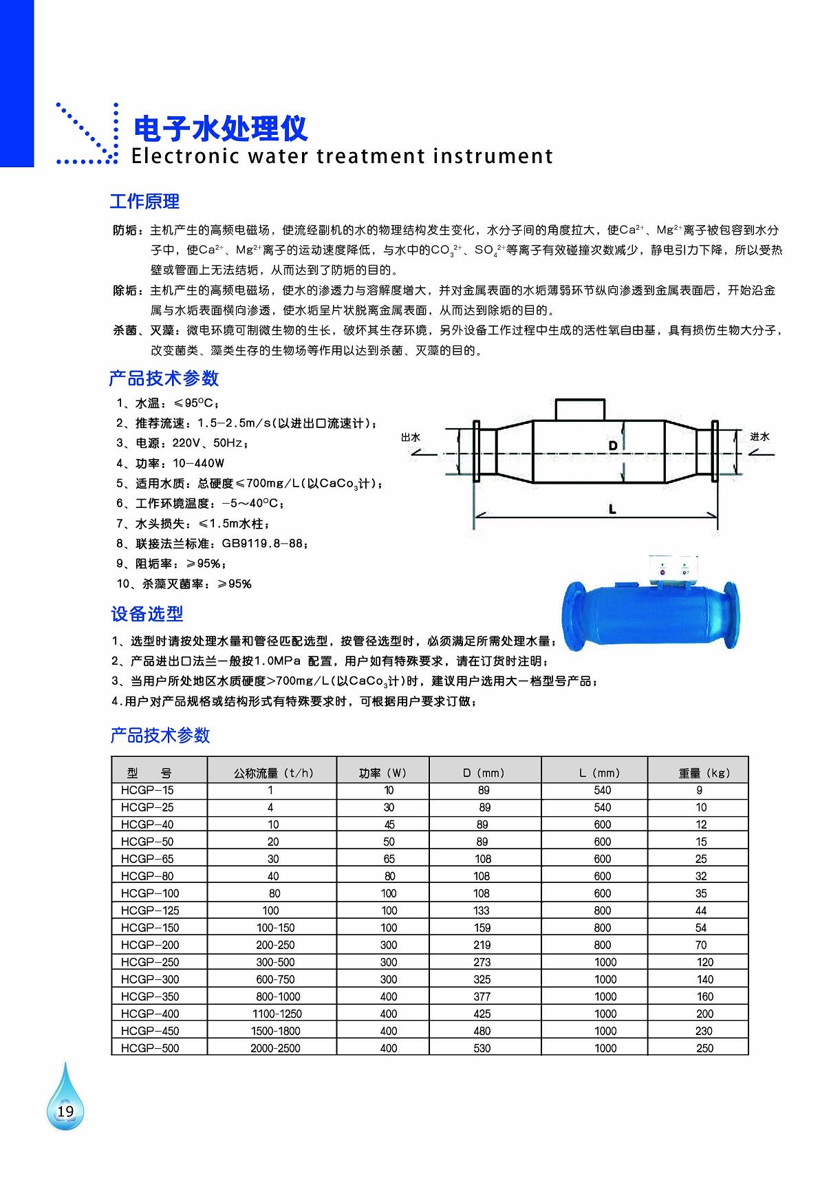 工泉牌电子水处理器产品彩页